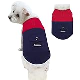 犬用 防寒ジャケット 冬服 防風防雪 暖かい ノースリーブ 犬服 ツートンカラー 小型犬 中型犬 大型犬 トイプードル チワワ 柴犬 着脱簡単 ペットウェア (レッドブルー, 2XL)