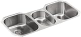 Kohler k-3166-l Undertone 42 " Triple Basin under-mount 18ゲージステンレススチール、 3166-L-NA 1