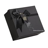 ギフトボックス プレゼント用 25.5×20.5×10cm ブラック ラッピング 箱 リボン付き おしゃれ 贈り物用 NYANDELMO ND-0175-R06-BX-25.5