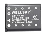 WELLSKY 富士フィルム NP-45 NP-45A NP-45B NP-45S | オリンパス LI-42B LI-40B | ペンタックス D-LI63 | コダックKLIC-700B | ニコン EN-EL10 | カシオ NP-80 互換バッテリー 純正充電器で充電可能 残量表示可能 純正品と同じよう使用可能 端子保護カバー付き