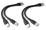F.Wave【(20cm×2本) 充電 Type C MicroUSB 二股ケーブル 黒色 】 1本で USBｰC とMicroUSB スマホ タブレットを2台同時に充電 TypeC Y字ケーブル 分岐ケーブル 2 in1 USBケーブル + F.Wave ｵﾘｼﾞﾅﾙ ﾚｻﾞｰ調 お手入れｸﾛｽ (10×10cm) USB-C&Mic(20cm2本)