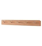 WUFENG ウォールマウントコートラック 無垢材 単純 5フック 収納ボックス ログカラー長さ80cm ( 色 : Natural wood color )