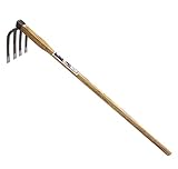 家庭四本鍬 1050mm焼木柄付