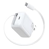 TOPADRE 30W 急速充電器 Type-C 巻き取り式ケーブル70cm タイプc 充電器【業界超ミニ・超軽量・折畳式プラグ・PSE認証】type-c コンセント 2ポート ケーブル ー体型 PD/QC3.0/PPS規格対応iPhone17/16/15/iPad/Android対応 出張/自宅/海外旅行 ホワイト