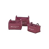 刺繍ソフトバスケット バスケット収納 【3個セット ピンク】 角型