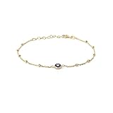 14K ソリッドゴールド ブルー イーブルアイ ブレスレット レディース | 14K リアルゴールド ビーズ ステーションブレスレット | 14Kゴールド保護ブレスレット | 14Kゴールドジュエリー | 記念日のギフト 6インチ~7インチに調節可能 イエローゴールド、宝石なし, One Size, イエローゴールド, 宝石なし