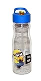 Zak! Designs Tritan Water Bottle with Flip-Up Spout and Straw featuring Despicable Me 2 Minions, Bre