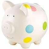 (Multi Polka Dot) - Pearhead Ceramic Piggy Bank, Makes a Perfect Unique Gift, Nursery Decor, Keepsak