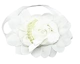 C-Princess ベビーコスチューム ヘアバンド ヘッドバンド 髪飾り 髪留め カチューシャ お花 ビーズ付き キッズ 赤ちゃん 女の子 フォーマル ドレスにぴったり ホワイト