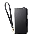 エレコム iPhone 17 Pro ケース カバー 手帳型 ソフトレザー TPU 耐衝撃 衝撃吸収 カード収納 4つのポケット スタンド機能 ハンドストラップ付き 4つ角エアークッション ブラック PM-A25CPLFY4BK