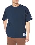 [チャンピオン] 半袖 綿100% Cotton USA ワンポイントロゴ刺繡 リラックスフィット ガーメントウォッシュ ショートスリーブTシャツ アクションスタイル C3-V331 メンズ ネイビー S