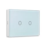 hikenri US / AU標準、スマートスイッチ、2-gangスマートホーム、クリスタルガラスパネル、タッチ画面コントロール壁ライト、Works with Alexa