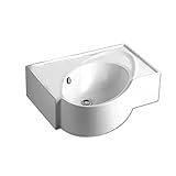 Whitehaus whkn1129 whkn1129isabella長方形壁マウントBasin with Integratedオーバルボウル、オーバーフロー、1つの蛇口穴&リアセンターDrain ,