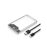 Type-C 2.5インチ HDD/SSD ケース Type C USB3.1 6Gbps高速データ転送 UASP対応 ドライブケース SATA III 外付けハードディスク SSD ドライブ ケース for SATA USB 変換ボックス for Mac Windows Linux for PS-4/3 for-X-Box HDTVなど対応 クリア (Type-C)