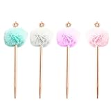 Sewroro 4本 クラウン トップ ペン クラウン ボールペン ペン ポンポン ボールペン ペン ぬいぐるみ ペン 書き込み用 (ミック