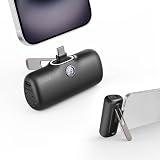 iWALK モバイルバッテリー タイプc スタンド付き【PD 20W急速充電・5000mAh容量・USB Type C 端子一体型】 軽量 小型 モバイル充電器 コードレス コンパクト携帯充電器 かわいい もばじゅう デジタルディスプレイ搭載 機内持ち込み可能「iPhone 17e/17/16/15シリーズ対応」 iPad AirPods アンドロイド 充電対応 PSE認証済 ブラック