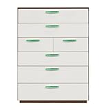 Alpha Takaba Co.,Ltd. カラフルチェストシリーズ リリーブラウン 100cm幅6段 取っ手グリーン