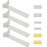 SYWXJ 隠し棚受け 4個セット30cm 頑丈 棚受け 最大荷重90KG アイアンブラケット 5mm厚目立たない棚受け金具 棚 白壁掛け 金具 l字金具 棚受け金具 隠し ビス付 ホワイト