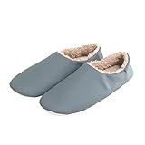 [モズ] ルームシューズ ボア ウォッシャブル レザー スリッパ