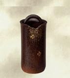 炭天 信楽焼 クシ目金花手付花入