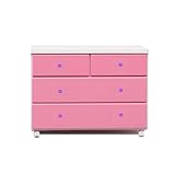 アルファタカバ ベビータンスシリーズ ブロッサムキャスター付きチェスト 80cm幅3段 ピンク(クリスタルパープル)