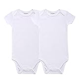 新生児 半袖ロンパース 赤ちゃん100%纯 綿 2枚セット连体 ベビー服 (18-24M, 白い)