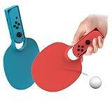 Switch OLED用 卓球ラケット 左右グリップ Switch/Switch OLED対応 スイッチ有機el スポーツ 卓球グリップ 体感ゲーム Switch Sports用 ピンポンパドル グリップ アクセサリー 対戦実装 没入感体験 (2本セット) 赤+青