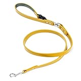Beanspet 本革 犬用リード カフェスタイル 小型犬 中型犬 大型犬対応 回転金具付き おしゃれレザー 5色 3サイズ展開 (イエロー, S)