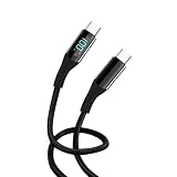 iPhone 16 ケーブル USB Type C to Type C ケーブル 2m 100W/5A急速充電 電力表示機能 高速データ転送 高耐久ナイロン USB C to USB Cケーブル iPhone16/15/MacBook/iPad Pro/Air/Galaxy/Xperia/Pixel等タイプC機種対応(1m、黒)