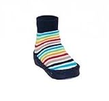 Nowa Liブルーmulti-stripe Slipper Sock Moccassins、2 Years Old