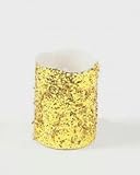 6 Seasons of Elegance Gold Glitter Flameless LEDワックスクリスマスピラーキャンドル4 "