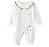 ベビー　カバーオール ロンパース 新生児 ロンパース 春秋冬 ふんわり柔らかい 子供服 出産祝い コットン100% (ホワイト, 80)