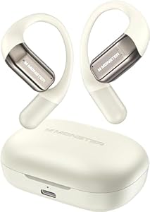 Monster オープンイヤー型 ワイヤレス空気伝導イヤホン Hi-Fi音質 Bluetooth5.3 IPX5防水 ホワイト