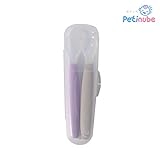 [Petinube] (プチヌーベ) あんぜんベビーフード用シリコンスプーンセット+ケース付き (Petinube Silicone Baby Spoon) (グレー＆パープル)