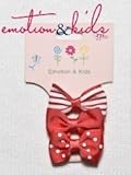 Emotion&Kids レッドミニリボン　赤　水玉＆ストライプ3個1セット　子供用　ヘアピン　ヘアアクセサリー　ヘアクリップ