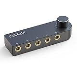 Cubilux 4ウェイ双方向オーディオスイッチャー、4ポート6.35mmスピーカーセレクター/切替器、4入力1出力、または4出力1入力ステレオ切り替えハブ