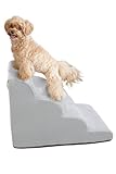 AP LAB 犬 ペット階段 ペット用ステップ 小型犬 [シニア犬に優しい] ペットスロープ付き階段 段差解消 滑り止め付き 犬用スロープ（グレー 4段）