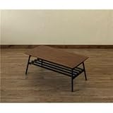 棚付き折れ脚テーブル/折りたたみローテーブル 【幅80cm ウォールナット】 棚板取り外し可 『Luster』 木目調 【完成品】【代引不可】