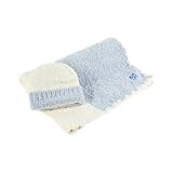 カシウエア / kashwere Center Stripe Cap and Blanket Set　センターストライプ ベビーブランケット＆キャップセット (Baby blue Cream) [並行
