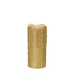 パックの4ゴールドGlittered Dripping Wax Flameless LED照明付きピラーキャンドルwithタイマー7 "