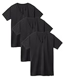 [ニッセン] インナーシャツ メンズ 吸汗速乾なめらかストレッチ深Ｖネック半袖インナー３枚組 黒 LL