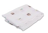 lulujo Baby Cotton Muslin Swaddling Blanket, Happy Hedgehog, 47" x 47"