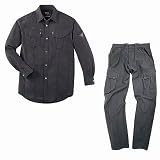 [ジーベック XEBEC]2153s上下セット（長袖シャツ+ラットズボン）作業服 上下セット カラー：91_ストーンブラック サイズ：L