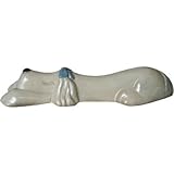 車止めブロック ブロックアニマル カーストッパー オットドッグ メス クリーム色 リボン 青色