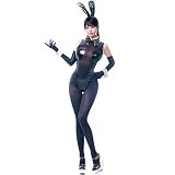 [LOST-G] レースクイーン バニーガール 制服 レオタード 下着 ストキング タイト コスプレ レディース 可愛い 仮装 コスチューム PUレーザー (BLACK, L)