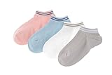 clearly ベビー キッズ スニーカー ソックス 薄手 靴下 シンプル 単色 4足 セット 3歳～8歳くらいまで (3-5, 2ライン)