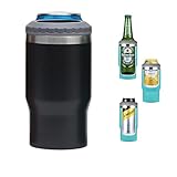 INIBULAM 4 in 1 ステンレス製ビール缶ホルダー、14oz二重断熱保冷保温缶クーラー (黒)