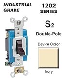 Leviton 1202-2I 15 Amp, 120/277 Volt, Toggle Double-Pole AC Quiet Switch, Extra Heavy Duty Grade, Se