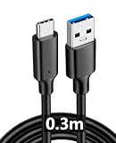 TOMSING USB Type C ケーブル USB A to USB C 3.2 3A/60W急速充電 10Gbps高速データ転送 高耐久 充電ケーブル for iPhone 16 / 15 /iPad Pro/MacBook/Galaxy/Xperia/その他 Android 等 USB-C機器対応 0.3m （ブラック（PQ108），0.3m）