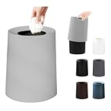 ゴミ箱 ゴミ袋が見えない おしゃれ ゴミ箱 丸形 8L/12L 2重構造 ビニール袋隠す 蓋なし 洗面所/オフィス/キッチンごみ箱 フタなしごみばこ (ライトグレー, 12L)